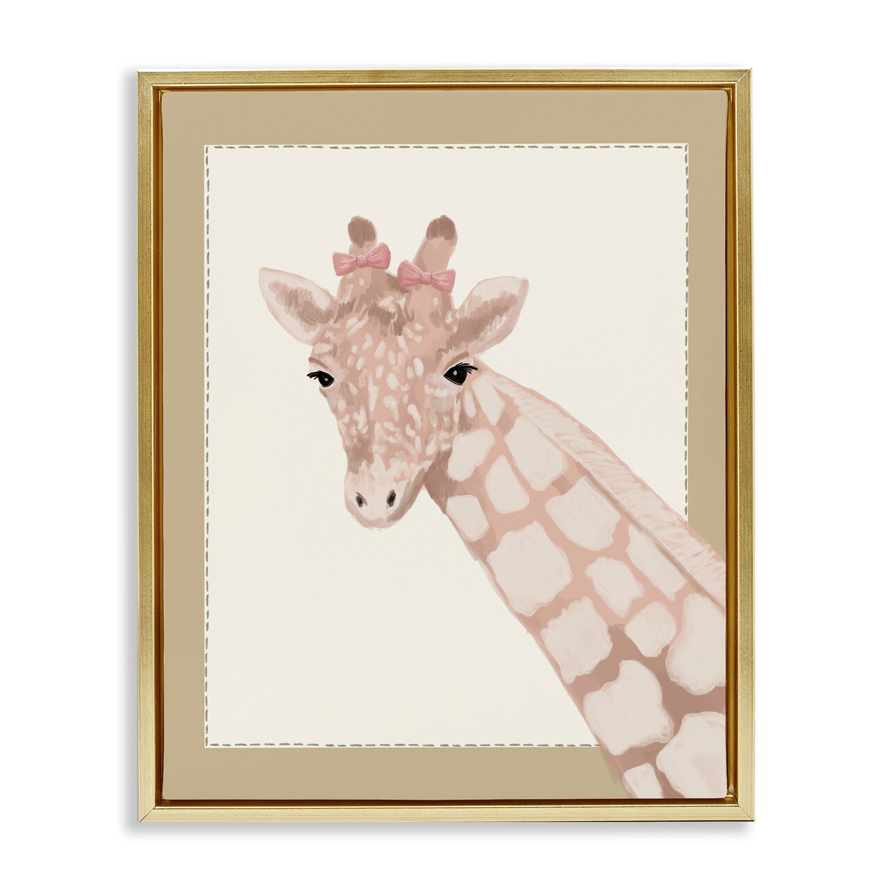 Stupell Industries Sweet Giraffe with Bows Floating Frame, design by Sadie Harper